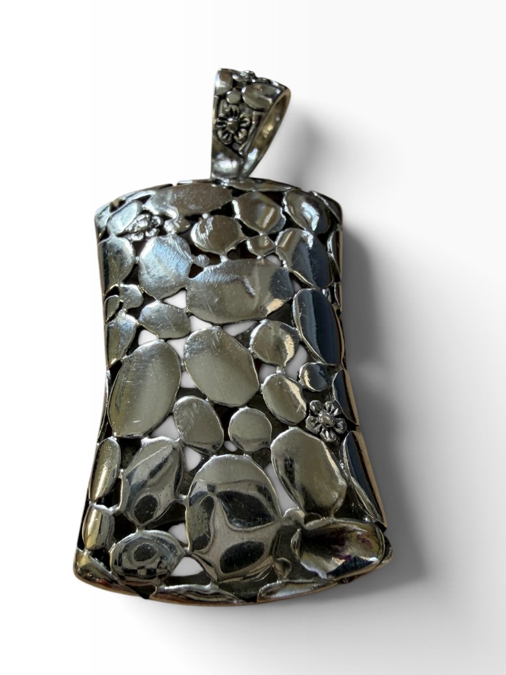 925 Sterling Silver Vintage Pebble Pendant